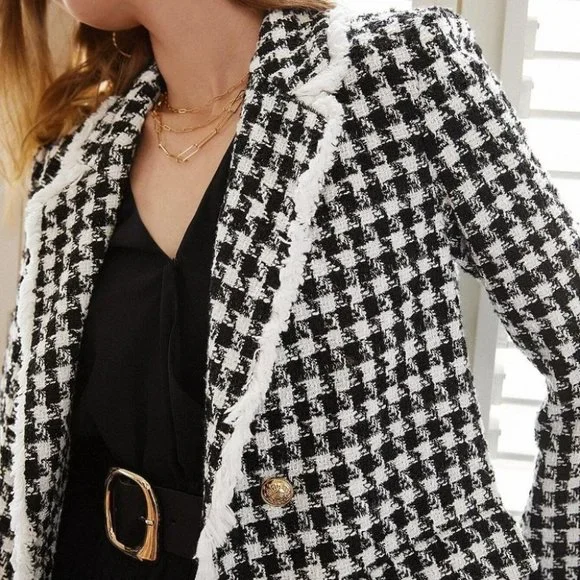 Houndstooth double breasted tweed blazer - Picture 7 of 7